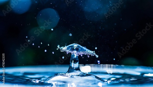 abstract splash water drop create circular waves with beautiful light transparent raindrop falling