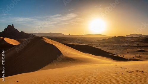 view of the sahara desert at sunset djanet algeria africa