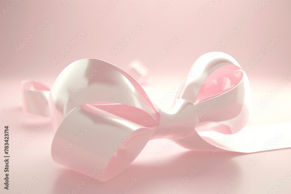 A soft pink ribbon presented on a light background, featuring a clean and simple style, representing concepts of tenderness and love, ideal for decoration purposes or as part of a romantic design A soft pink ribbon presented on a light background, featuring a clean and simple style, representing concepts of tenderness and love, ideal for decoration purposes or as part of a romantic design