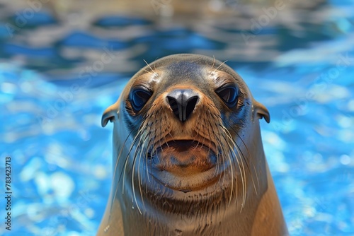 Close-up of a Seal's Face Above Water