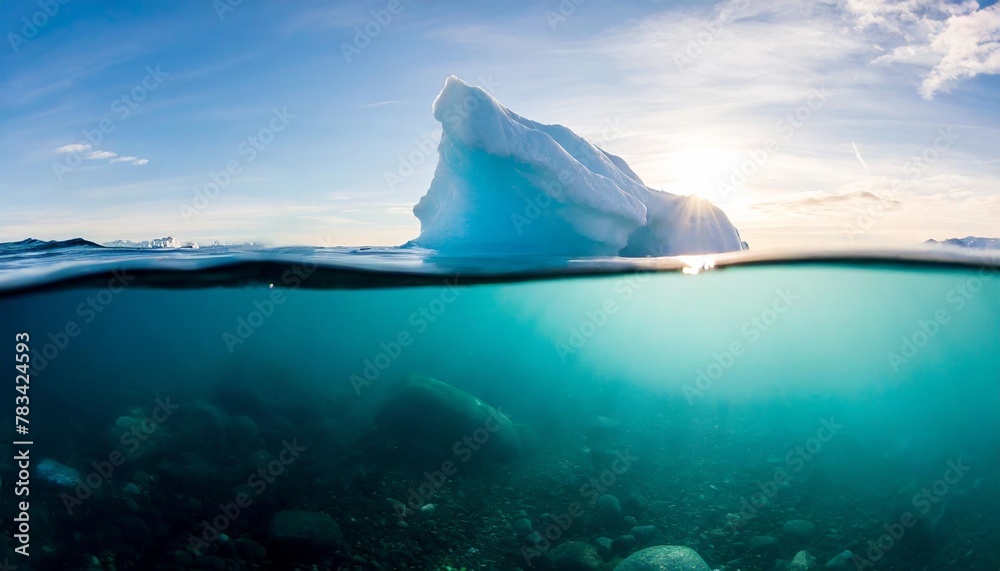 iceberg underwater risk global warming concept 3d rendering ppt background