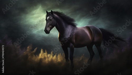 fantasy illustration of a wild horse digital art style wallpape