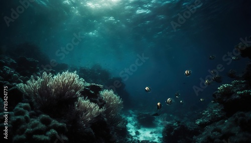 underwater diving tropical scene with sea life in the reef