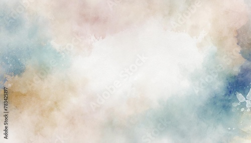 watercolor paint background design with colorful borders and white center watercolor bleed and fringe with vibrant distressed grunge texture © Aedan