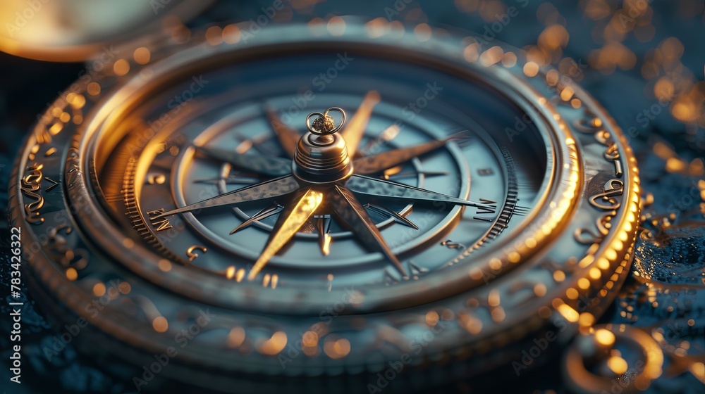Vintage Compass on Intricate Background
