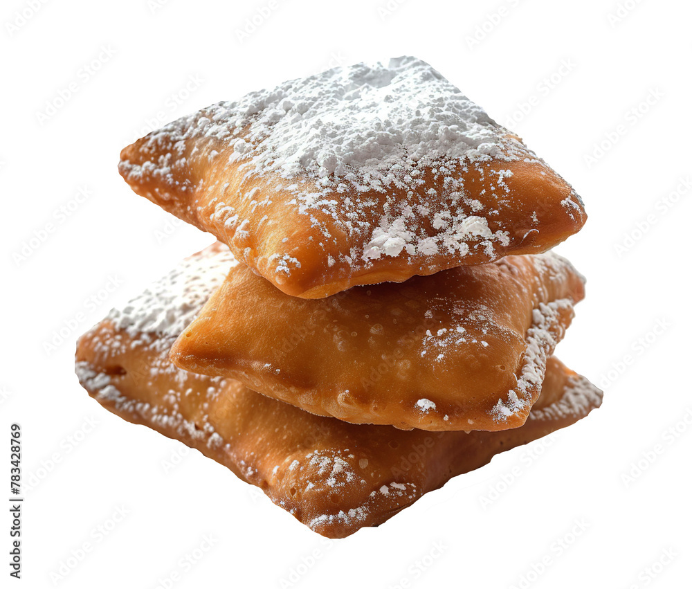 New orleans beignets isolated on transparent background - obrazy, fototapety, plakaty 