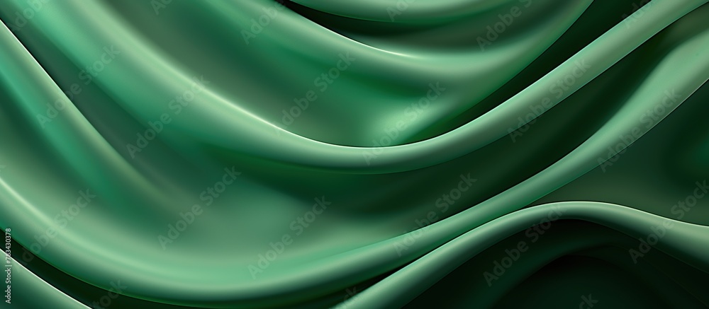 Green drapery silk fabric luxury background. Wavy abstract satin cloth texture pattern. Smooth shiny drape material curtain. Green drapery silk fabric luxury background. Wavy abstract satin cloth texture pattern. Smooth shiny drape material curtain.
