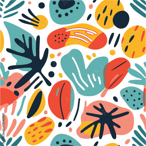 Tree leaves found in the forest artistically represented in an abstract and colorful way. Modern art. Design vector illustration concept.