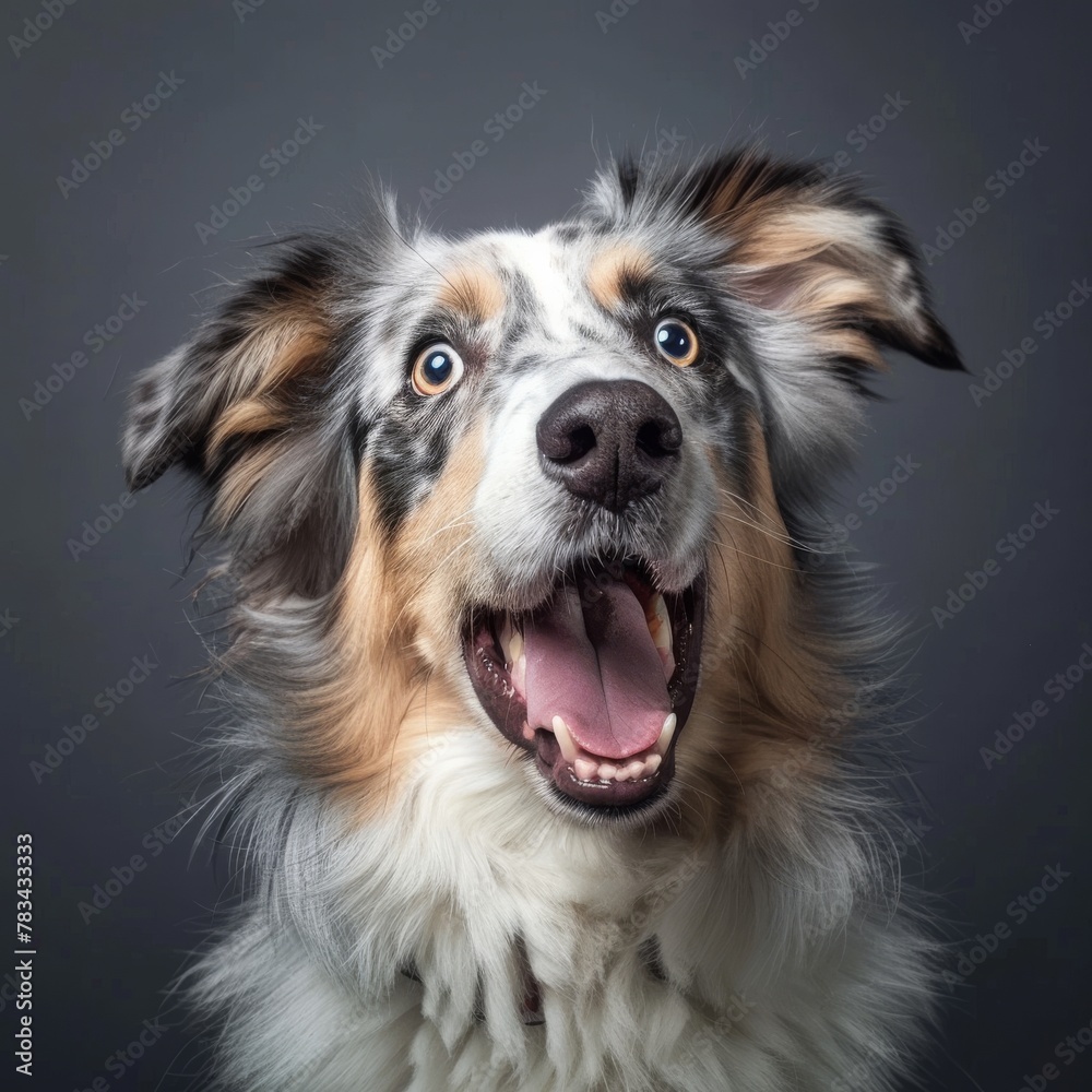Portrait of an excited Australian Shepherd dog