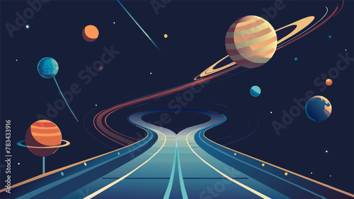 Navigating the intricate web of gravitational forces the Galactic Highway connects planetary systems with its dazzling network of hyperlanes