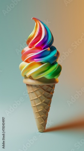 ice cream of a beautiful rainbow color on a gentle background, the concept of a summer mood.
