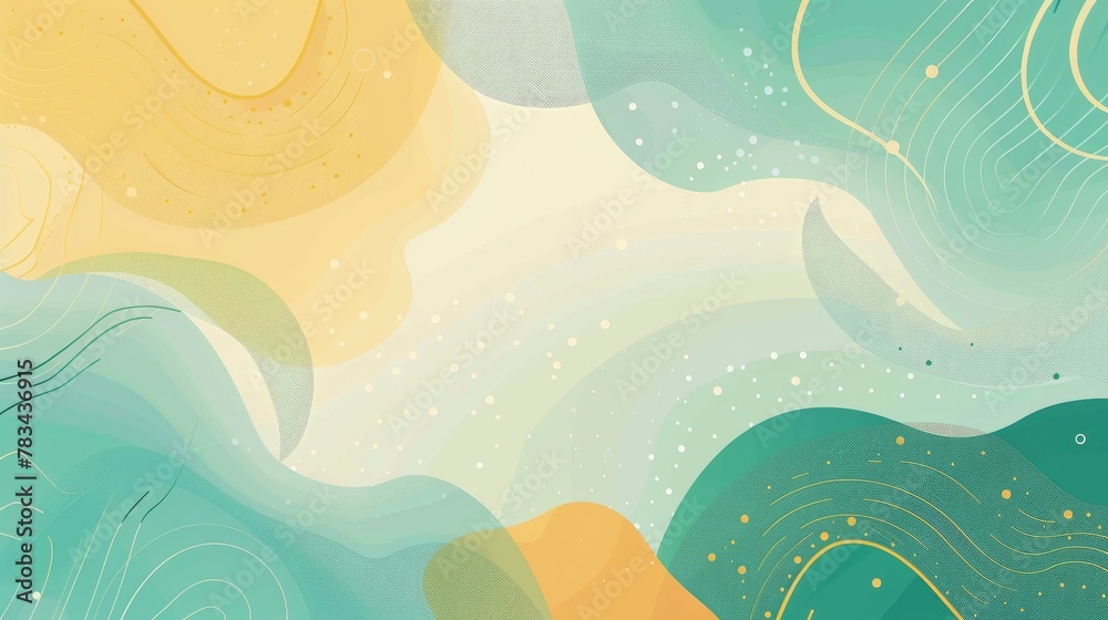 abstract background with geometric shapes and gradient colors in green, blue, and yellow