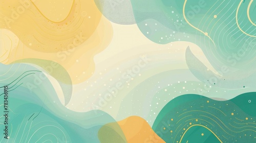 abstract background with geometric shapes and gradient colors in green, blue, and yellow