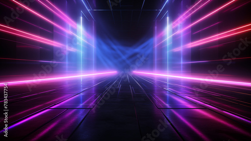 Digital Neon Light Corridor in a Sci-Fi Setting