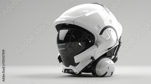 Blank mockup of a futuristic hightech space helmet . © Justlight