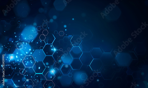 Abstract blue hexagon background vector technology science
