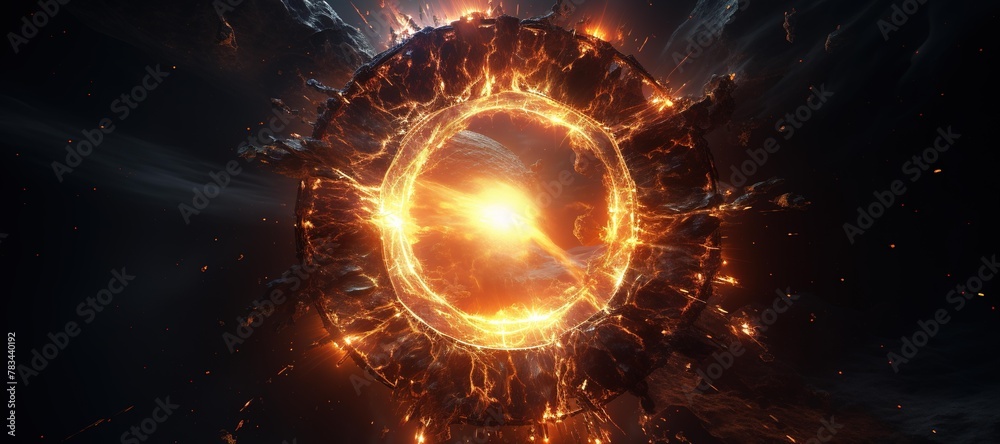 Fototapeta premium galaxy space light hole, tunnel, fire explosion 44
