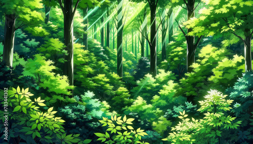 背景素材／新緑　、庭、野原、自然