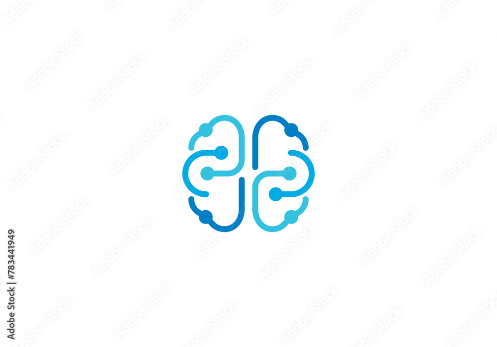 brain tech logo design. neuron connection innovation symbol icon vector