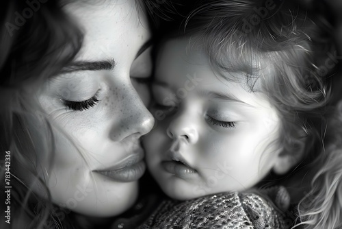 Tender Moment: Mother's Love Captured in a Peaceful Embrace. Concept Motherhood, Embrace, Love, Peaceful, Tender Moment