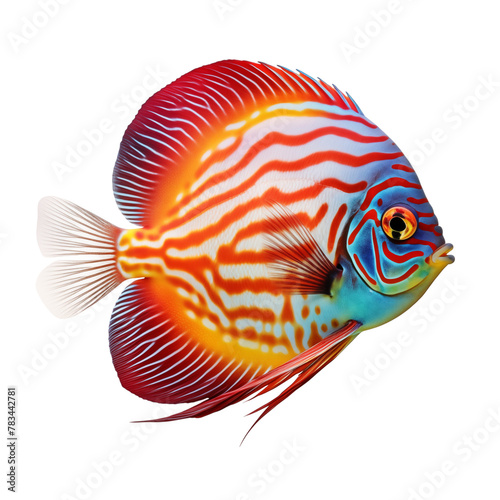 Tropical Symphysodon fish isolated on transparent background