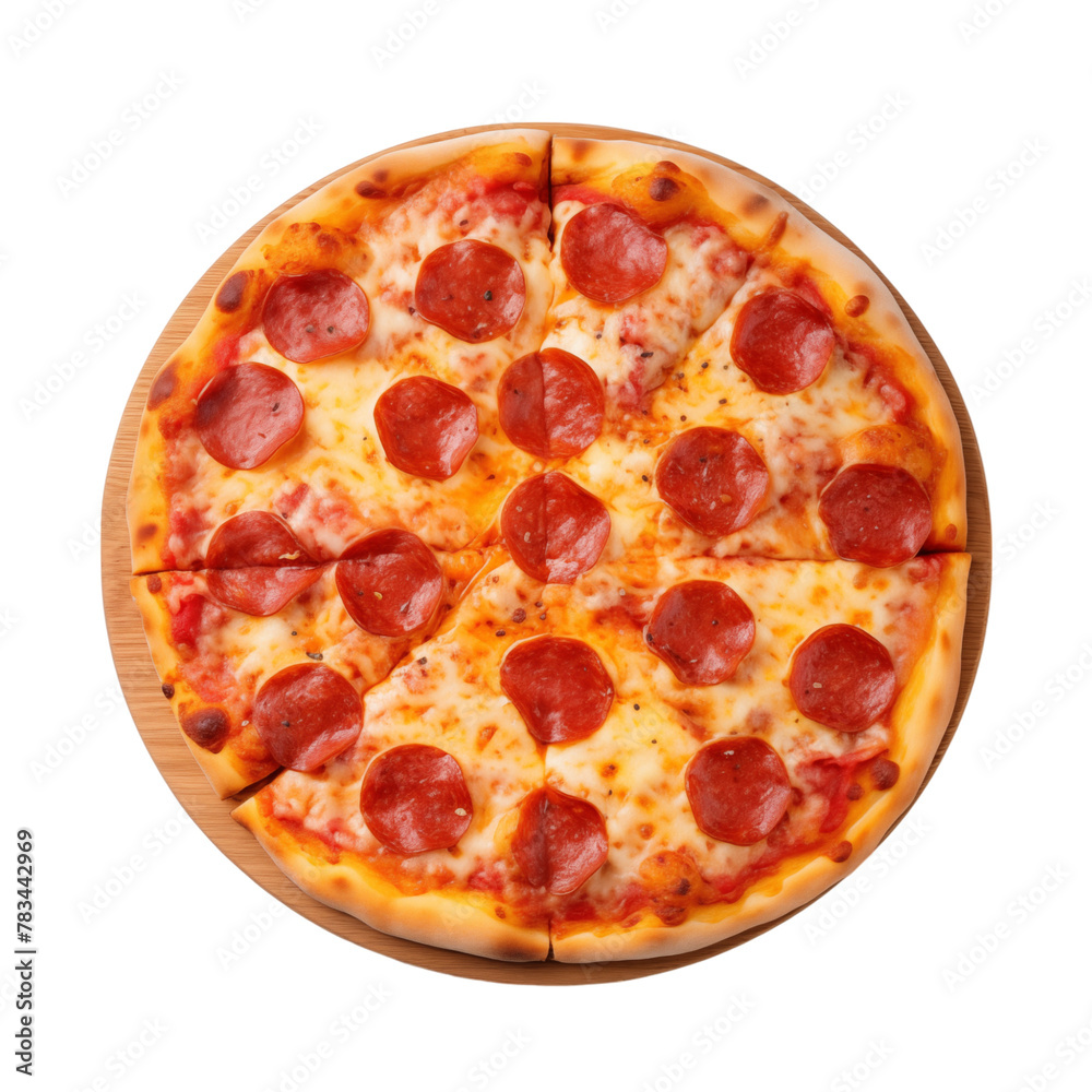 Pepperoni pizza isolated on transparent background