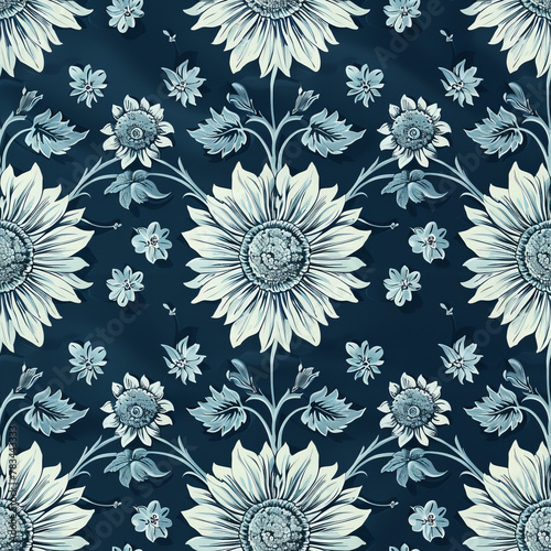 Solar Flora: Botanical Patterns Infused with Solar Energy Concepts seamless pattern