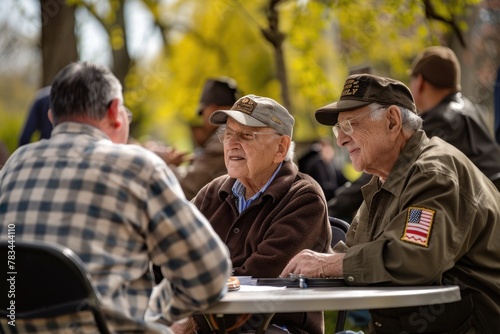 veterans sharing memories and stories at a Memorial day