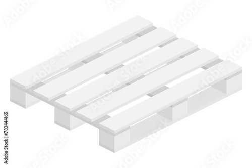 isometric white wooden pallet isolated on white background vector flat illustration
