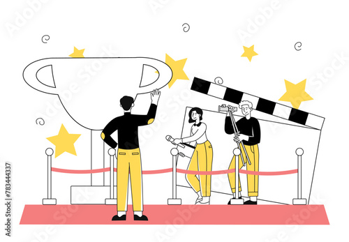 Red carpet for celebrities vector linear