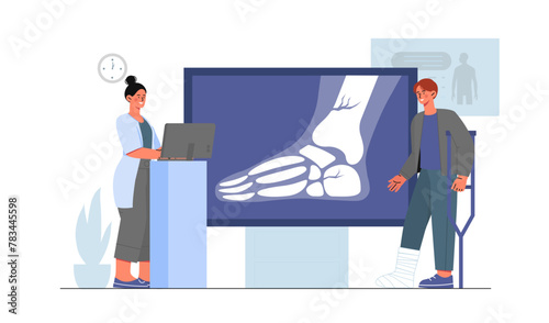 Traumatologist with patient vector