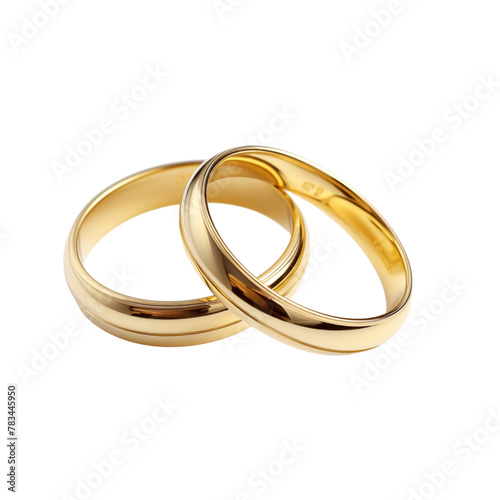 Gold wedding ring isolated on transparent background