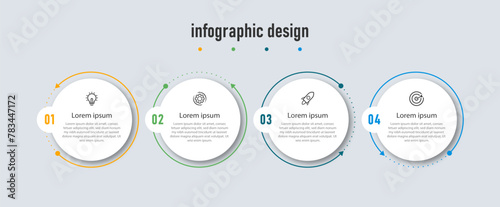 Business infographics design template. timeline with 4 steps, options. can be used for workflow diagram, info chart, web design. vector illustration.