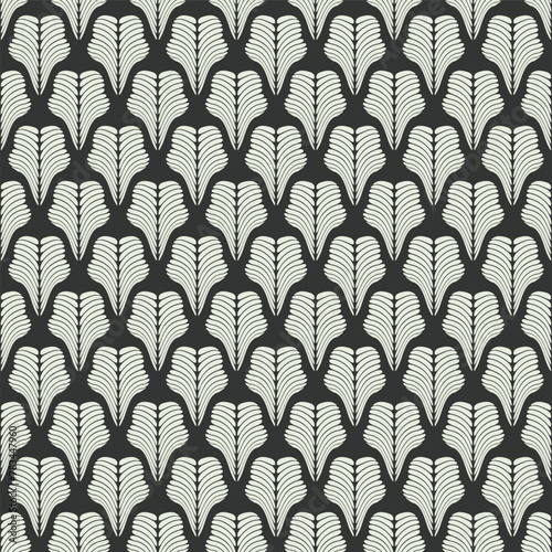 Black and White Shark Tooth Seamless Vector Repeat Pattern 