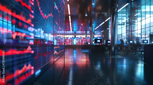 bustling stock market trading floor interior securities exchange and investment concept 3d illustration
