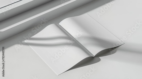 a3 halffold brochure mockup with blank white template pages 3d illustration photo