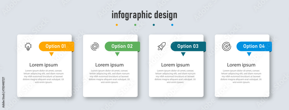 Business infographics design template. timeline with 4 options. can be used for workflow diagram, info chart, web design. vector illustration.