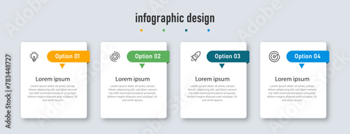 Business infographics design template. timeline with 4 options. can be used for workflow diagram, info chart, web design. vector illustration.