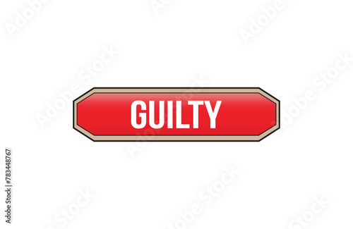 Red banner guilty on white background.