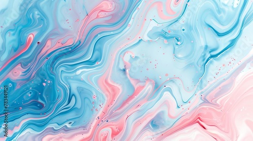 abstract marbling background in shades of pink and blue fluid liquid texture illustration