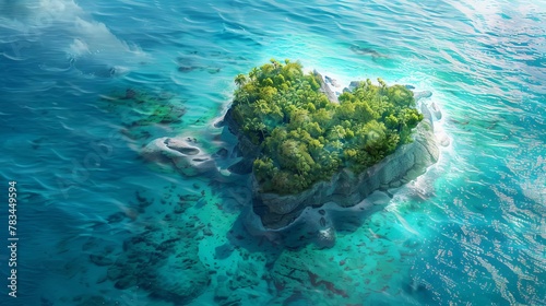 aerial view of heartshaped paradise island surrounded by turquoise waters digital painting © Bijac