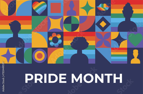 Pride Month. LGBT. June. Seamless geometric pattern. Template for background, banner, card, poster. Vector EPS10 illustration. 