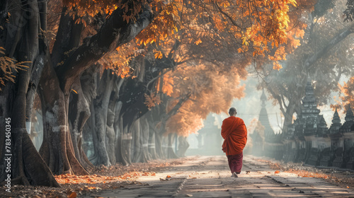 Monks walk for alms © Itsaraporn