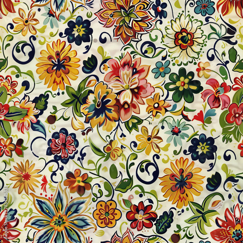 Wallpaper Mural Seamless patterned background with flowers and vines Torontodigital.ca