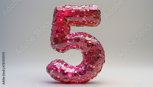Pink Glitter Number 5