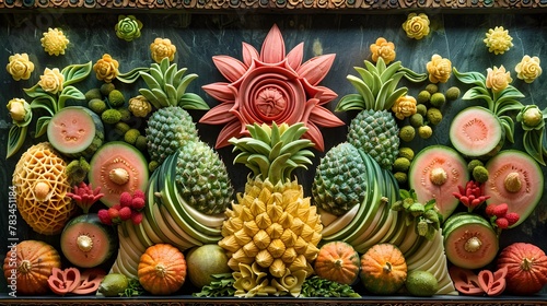 Thai Fruit Carving Display - A Vibrant Showcase of Culinary and Creativity