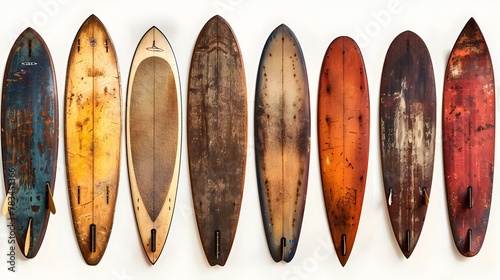 Vintage Wooden Fishboard Surfboard Collection in Retro Style photo