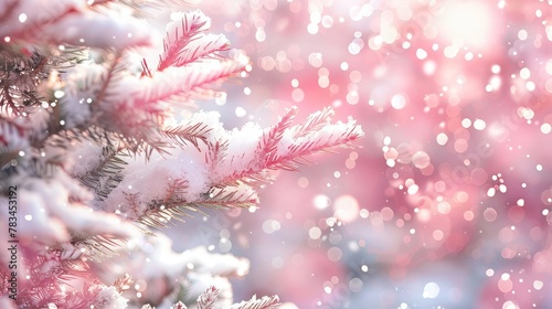 Pink soft pastel snow bokeh background