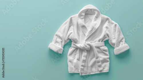 Blank mockup of a microfiber bathrobe lightweight and quickdrying for convenience. . photo