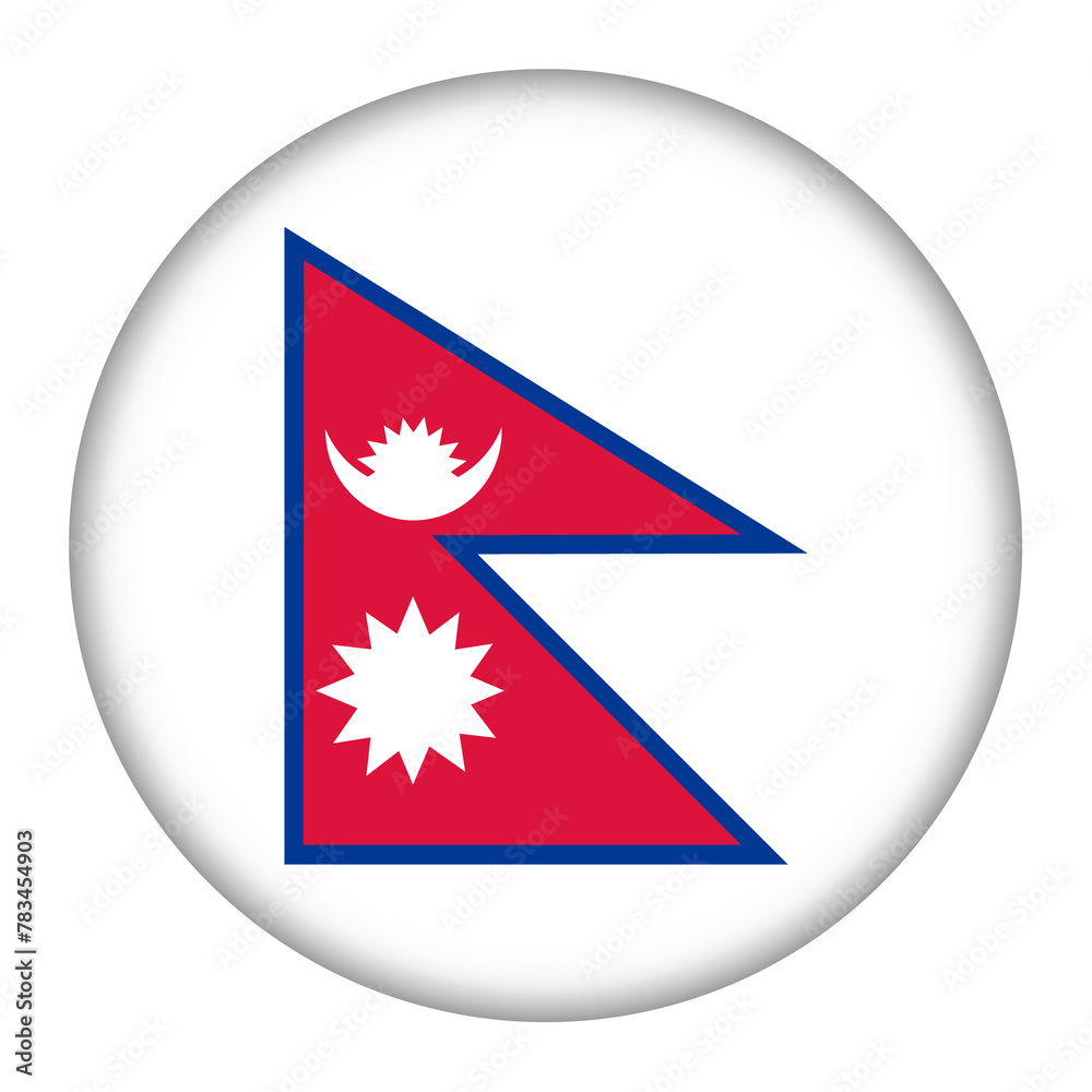 Nepal flag button 3d illustration with clipping path Nepal flag button 3d illustration with clipping path